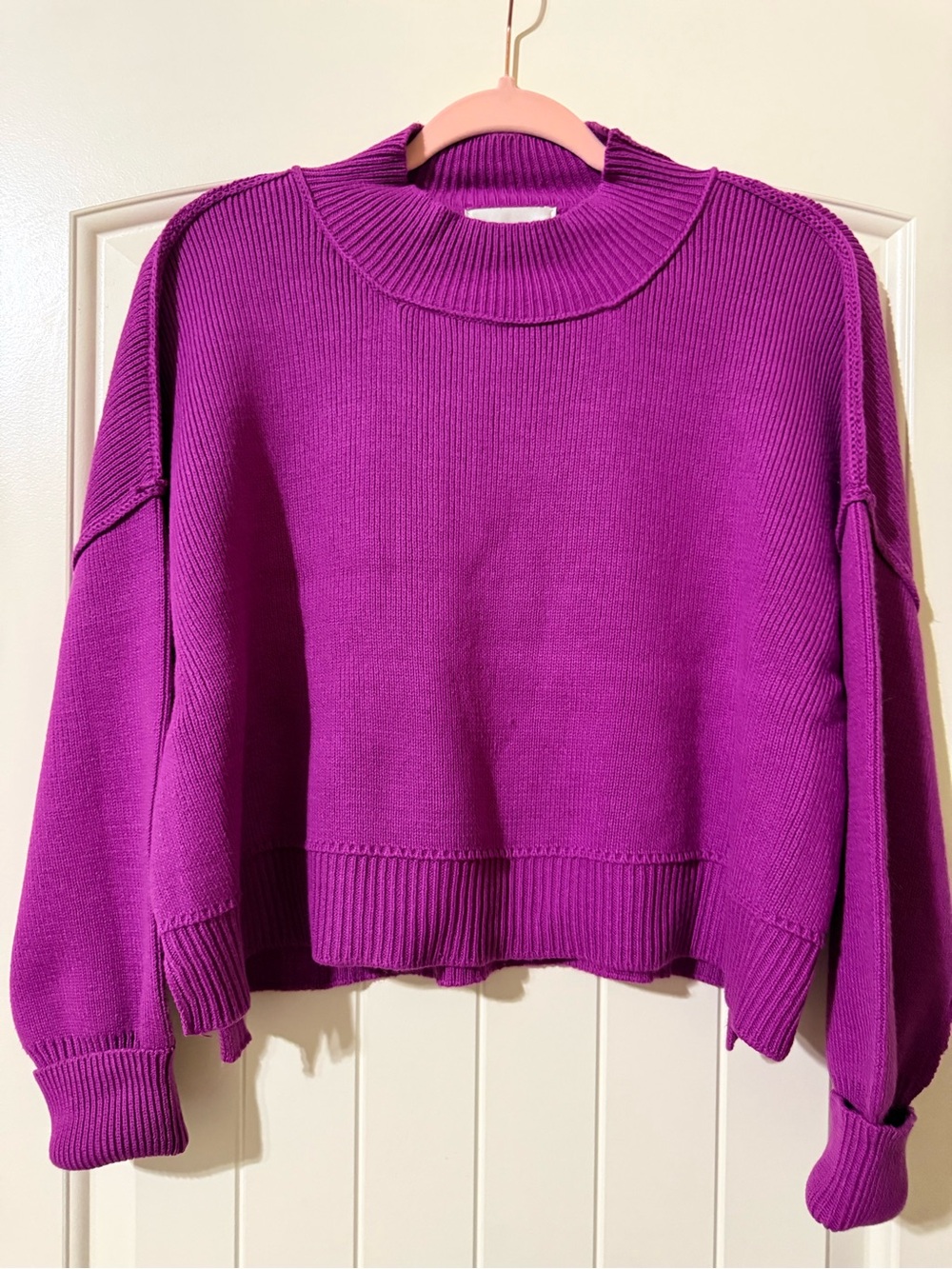 Zenana Women’s Cropped Purple Crewneck Sweater NWOT
